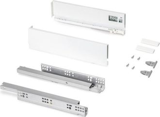 Emuca Caj&oacute;n Exterior Protone 30kg Con Gu&iacute;as De Extracci&oacute;n Total Y Cierre Suave, Altura 93mm, Profundidad 350mm, Acero, Pintado Blanco - Emuca