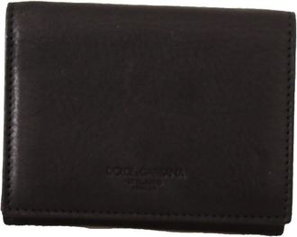 Dolce & Gabbana Black Leather Trifold Purse Belt Multi Kit dames portemonnee