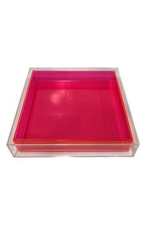 R16 Home Encased Color Lucite Tray in Clear/hot Pink at Nordstrom Rack