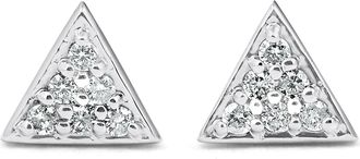 Pompeii3 G/VS 14k White Gold Triangle Pave.12Ct Diamond Delicate Studs Womens Earrings