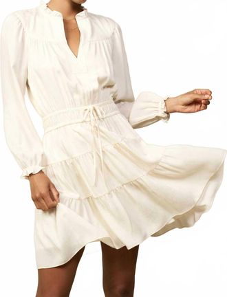 Current Air Ruffled Elastic Above Knee Dress In Ivory