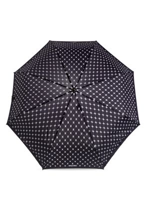 Moschino Folding Umbrella With Monogram, Unisex, Navy Blue