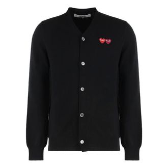 Comme Des Garçons Cardigans, male, Black, S, Wool cardigan with logo