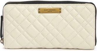 Kurt Geiger Quilted Leather Zip Around Wallet in Natural at Nordstrom Rack