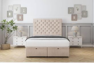 Sloomy Mayfair Naples Ottoman Bed Set With 54 Floor Standing Headboard in Light Sand | Size: Small Single