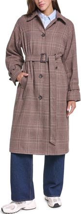 Levi's Belted Longline Coat in Brown Glen Plaid at Nordstrom, Size X-Large