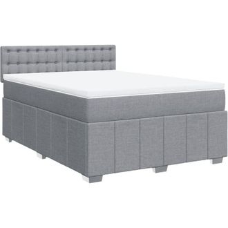 vidaXL Vidaxl - Cama Box Spring Con Colch&oacute;n Tela Gris Claro 140x190 Cm
