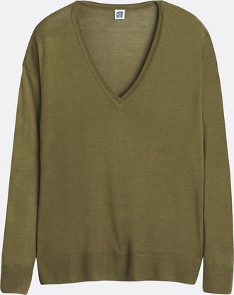 La Redoute Collections Trui met V-hals, in fijn tricot