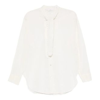 Forte_Forte Overhemden, Dames, Wit, S, Katoen, Memoires denfance Geborduurde blouse met strik