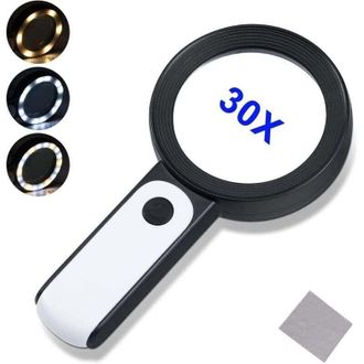 OEM Lupa De Lectura Con 18 Luces Led, Lente De Doble Cristal, Aumento De 30x, Lupa De Mano, Lupa Iluminada Para Lectura, Personas Mayores, Personas Con Di