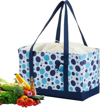 Generic Reusable Shopping Bags | Waterproof Drawstring Foldable Tote - Insulated Shopping Bags with Handles - for Apartment Outdoor Camping Market Travel Beac