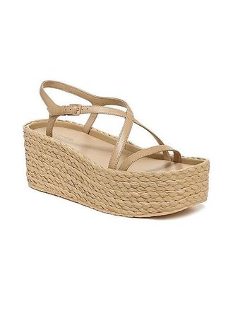 Vince Maxine Sandals Womens Tan Leather Raffia Platform Strappy ZPO3988