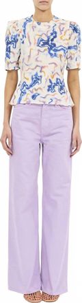 Ulla Johnson Corine Short Sleeve Silk Top In Prism