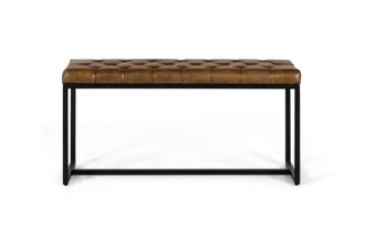 Giner&Colomer Banqueta con asiento tapizado en piel acolchada con patas de hierro
