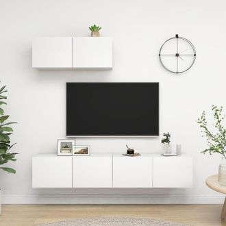 vidaXL Vidaxl - Mueble De Tv 3 Piezas De Madera De Ingenier&iacute;a Blanco