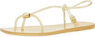 Nine West Shells Womens Dress Sandals Clear/Gold Glitter : 11 M, Synthetic