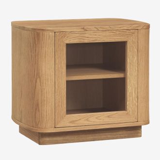 Sklum Mesita De Noche 55x40 Cm En Mdf Y Cristal Templado Walia Sklum