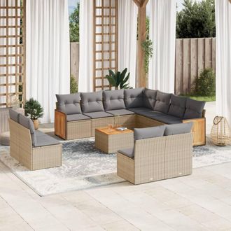 vidaXL Set De Sof&aacute;s De Jard&iacute;n 12 Pzas Y Cojines Rat&aacute;n Sint&eacute;tico Marr&oacute;n Vidaxl
