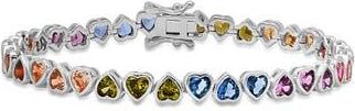 Queen Jewels Multicolor Heart Tennis Bracelet in Silver at Nordstrom Rack