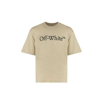 Off-white Beige Cotton Mens T-Shirt