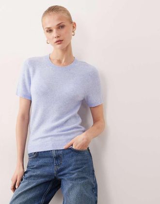 Abercrombie & Fitch T-shirt aderente in maglia azzurro chiaro-Verde