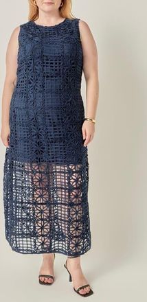 endless rose Textured Sleeveless Maxi Dress in Navy at Nordstrom, Size 2X