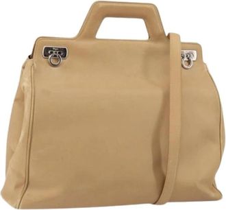 Ferragamo Tweedehands leren handtassen - Dames - Vintage Handtas - Beige - ONE Size - Vintage