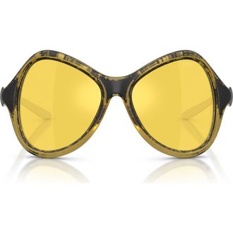 Diesel DL3010U 53mm Mirrored Cat Eye Sunglasses in Yellow Barrelling Metallic at Nordstrom