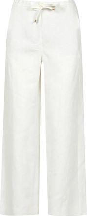Max Mara Wijde broek - Dames - Wijde Broeken - Wit - L - Linnen - Broeken