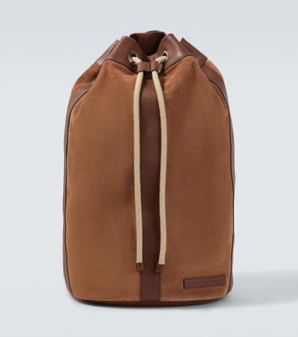 Brunello Cucinelli Leather-trimmed suede backpack