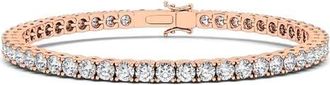HauteCarat Round Cut Lab Grown Diamond Tennis Bracelet in Rose Gold at Nordstrom, Size 6.5