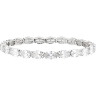 Nordstrom Oval Cut Cubic Zirconia Stretch Bracelet in Clear- Silver at Nordstrom Rack