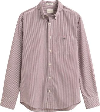 GANT Klassiek Gestreept Poplin Overhemd - Heren - Casual Overhemden - Paars - S - Katoen - Overhemden