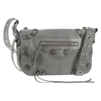 Balenciaga Pre-owned Cross Body Bags, female, Gray, Size: ONE SIZE Pre-owned Vintage Leather Shoulder Bag