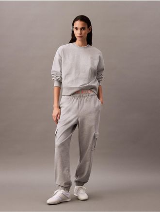 Calvin Klein Jeans Calvin Klein Womens Archive Logo Fleece Cargo Joggers - Grey - XS