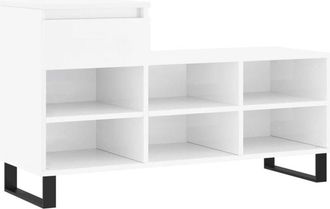 vidaXL Vidaxl - Mueble zapatero madera contrachapada blanco brillo 102x36x60 cm