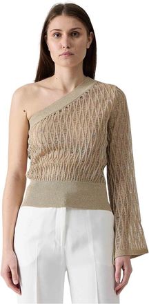 Federica Tosi Een-schouder lurex top - Dames - Blouses - Geel - XS - Polyester - Overhemden