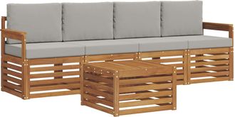 vidaXL Conjunto De Sof&aacute;s De Exterior 5 Uds. Gris Natural Y Claro Vidaxl