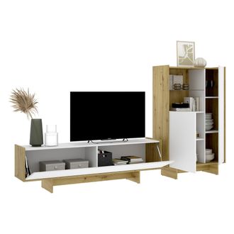 Dmora Conjunto De Muebles Para Sala Walla, Cajones, Modular, 5 Estantes, Blanco