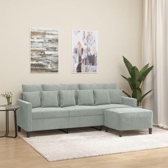 vidaXL Vidaxl - Divano A 3 Posti Con Poggiapiedi Grigio Chiaro 180cm In Velluto