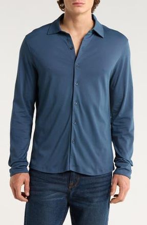 Robert Barakett Northpark Knit Button-Up Shirt in Orion Blue at Nordstrom Rack, Size Xx-Large