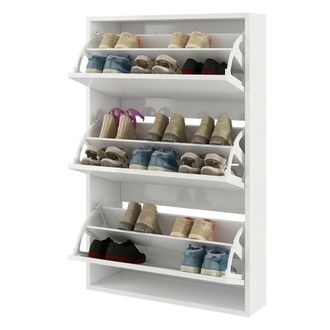 Dmora Zapatero Irgoli, Mueble Para 18 Pares, 6 Estantes, 3 Puertas, 70x25x109h Cm Blanco