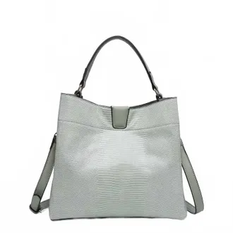 Jen & Co. Womens Tati Lizard Monogrammable Satchel Bag In Pale Teal