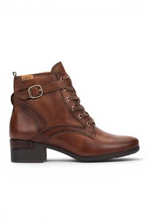 Pikolinos Pikolinos Womens Brown Leather Lace-Up Mid-Heel Ankle Boots - Malaga