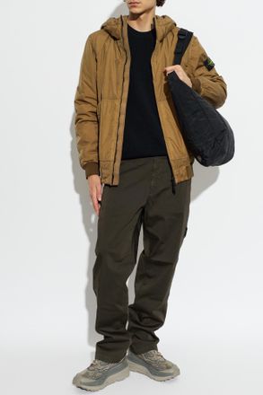 Stone Island Insulated Jacket With Patch, Mens, Brown