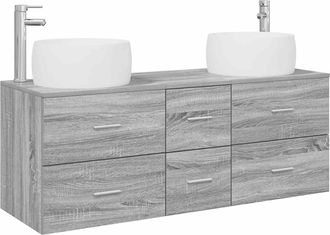 vidaXL Juego De Muebles De Ba&ntilde;o 3 Uds. Sonoma Gris 49,5 X 44,5 X 66 Cm Vidaxl