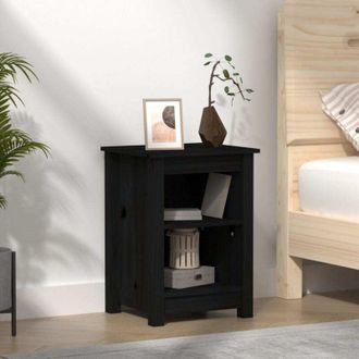 vidaXL Mesita De Noche Madera Maciza De Pino Negro 40x35x55 Cm Vidaxl