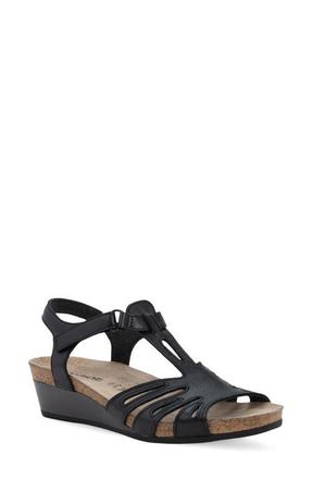 Naot Starlet Wedge Sandal in Black Leather at Nordstrom, Size 11Us