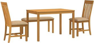 vidaXL Conjunto De Comedor 4 Uds. Beige Madera De Roble S&oacute;lido Vidaxl