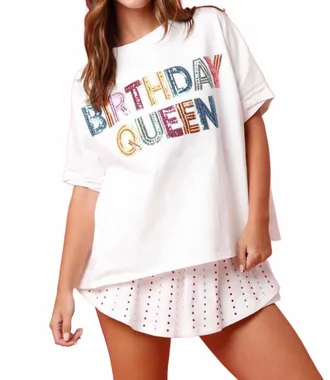 Peach Love California Birthday Queen Sequin Top In White